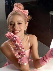 Joivida 1只蝴蝶结长手套 - 优雅精致的舞会手套 | 完美适用于表演、宴会和派对 | 高级礼仪装饰手套 | 理想的节日礼物之选 - 彩色 - 查看 7