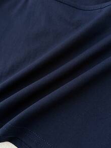 Teen Girls' Navy Blue & White Lace Trim Camisole Top And Shorts 2 Pieces Pajama Set, Spring/Summer - Royal Blue - View 7