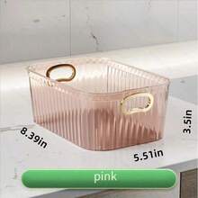 塑料化妆品收纳盒，金色装饰边，收纳盒，整理盒，桌面收纳盒，塑料整理盒，适用于化妆品收纳、展示，也可作为情人节礼物，多功能收纳盒套装 - 适用于化妆品、零食等 - 适用于厨房、浴室和宿舍，可选配滑轮 - 彩色 - 查看 14