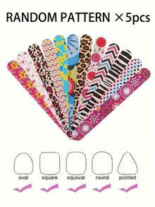 5pcs Pack Sandpaper Double Sided Printed Nail File Buffer Polishing Tool Random Pattern For Ladies Nail Care And Nail Art Back To School Nail Supplies Nail Tools Nail Art Tools Nails Press On Nails Manicure Pedicure Essential Professional DIY Beauty Salon Home Use Gift Idea - Multicolor - View 10