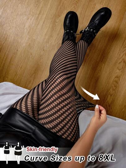 SHEIN CURVE+ CURVE PLUS /Alla hjärtans dag/Plus size Dam Randiga leggings med elastisk midja Plus size-strumpbyxor Curve strumpbyxor Curvy strumpbyxor Mönstrade strumpbyxor Plus size-strumpbyxor Halloween Curve Plus Plus size-produkter