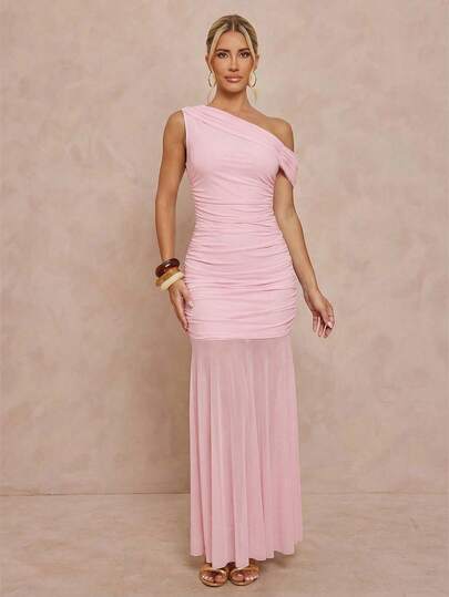 Lumalex Elegant, ärmlös, utsvängd klänning med volanger och axlar för kvinnor, rosa, vår/sommar