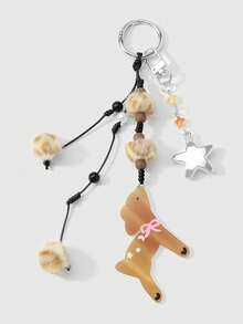 ROMWE 1 Spring New Simple Casual Versatile Multi-Color Resin CCB Star Matte Round Beads Imitation Mink Acrylic Deer DIY Keychain Bag Pendant, Holiday Gift - Multicolor - View 1