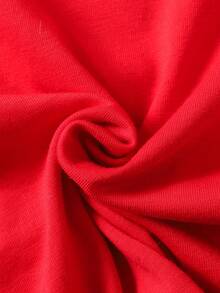 SHEIN Young Girls Knitted Pullover Top With Cute Puff Sleeves, T-Shirt With 3D Bow, Sweet & Casual, Fashionable, Versatile, Suitable For Party, Outing, Photoshoot With Sisters, Park, Camping, Vacation, Daily Casual Wear - Red - View 5