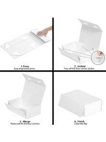 1pc Foldable One-Piece Flip Cover Packaging Box Magnetic Gift Box Sturdy Paper Box For Valentine's Day, Birthday, Mother's Day, And Holiday Gifts - White - View 5