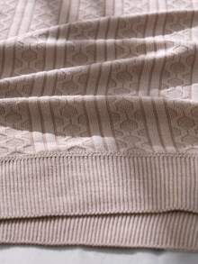 Manfinity CityGents 男士纹理 Polo 领短袖休闲针织上衣 - 杏色 - 查看 8