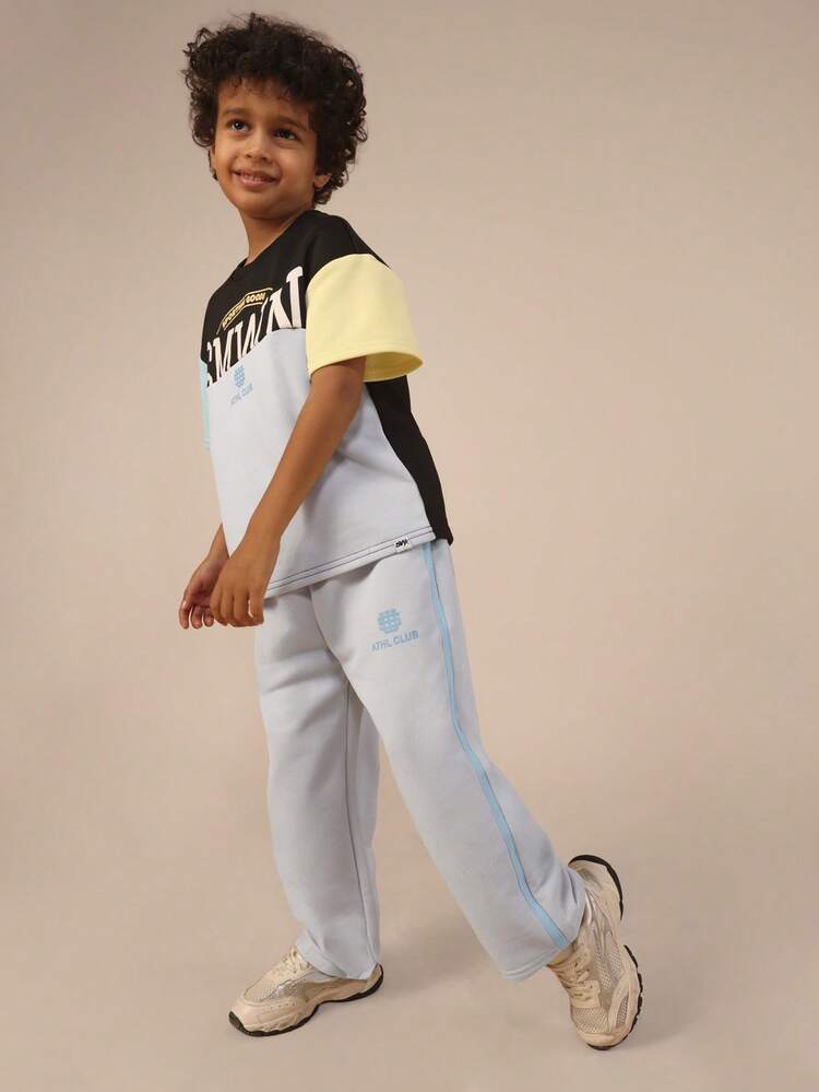 Color Block T-Shirt With Tracksuit Pants Set