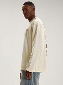 Musero Long Sleeve Back Large Graphic Print Crew Neck Tshirt SPRING SUMMER Essentials - Apricot - View 3