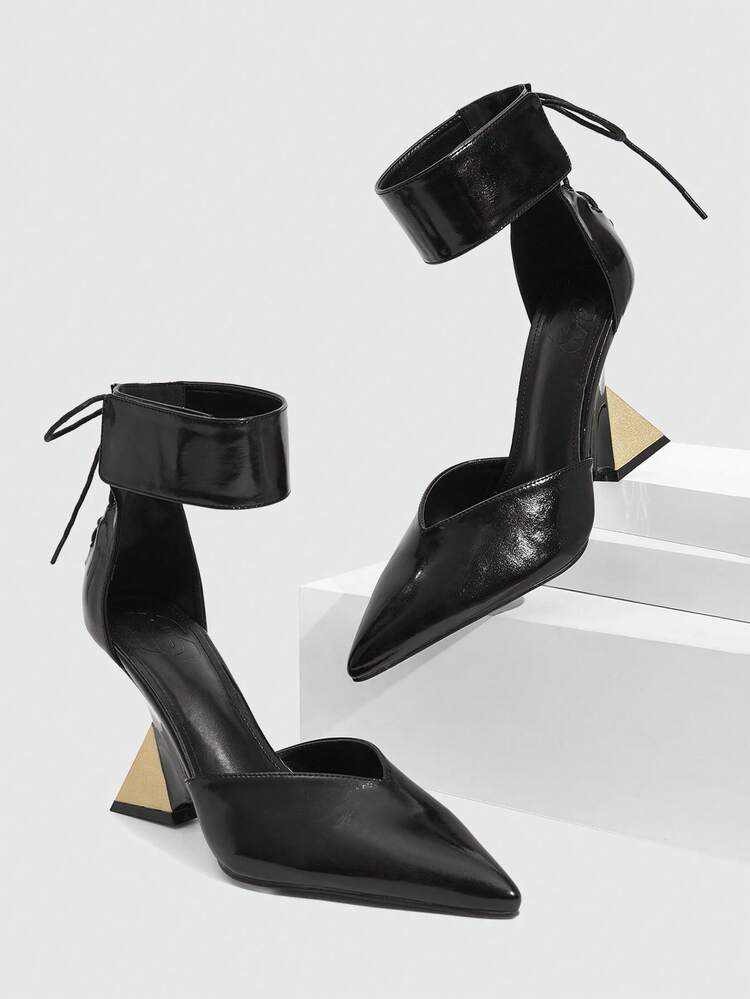CUCCOO SZL Sapatos de Salto Alto com Design de Cadarço e Sola Grossa, Adequados para Ocasiões de Festa