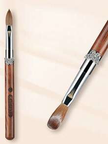 100% 貂毛蝴蝶檀木手柄压纹 UV 凝胶雕刻笔刷液体粉末 DIY 美甲绘画 - 棕色 - 查看 9