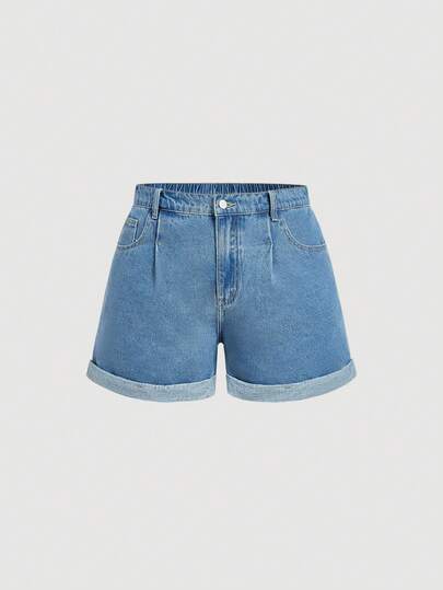 Sweetra Women's Printed Casual Versatile Denim Shorts