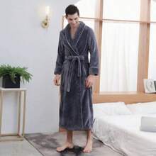 SHEIN Basic living 超柔软珊瑚绒浴袍 - 速干、不掉毛、透气 | 男女皆宜 | 时尚设计 | 秋冬情侣睡衣 - 彩色 - 查看 41