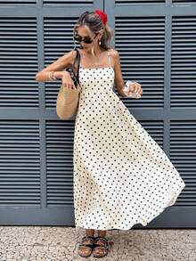 Serisse 女士几何印花露背休闲连衣裙，适合度假穿着 - 彩色 - 查看 8