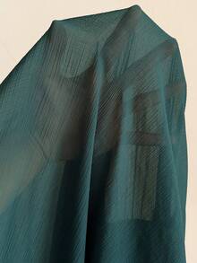 Roveilla 女士雪纺褶皱面料交叉收腰扭结露背褶皱松紧腰A字喇叭袖长连衣裙，优雅法式复古办公室通勤商务休闲街头风，百搭下午茶派对春夏装 - 墨綠色 - 查看 10