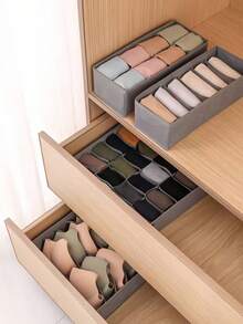 1/2/3/4件套大容量节省空间可折叠便携式分隔收纳抽屉整理篮和盒子，是收纳衣物、配饰、袜子、围巾、服饰、卧室和家居用品的理想之选，也是衣柜整理的完美方案。家居装饰收纳必备单品。 - 灰色 - 查看 10
