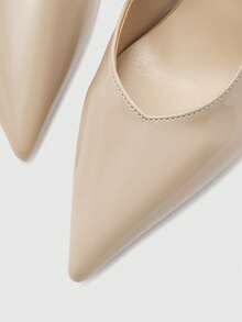 CUCCOO BIZCHIC Women's Pointed Toe High Heel Mule Shoes, Apricot Color, Slip-On Design, Minimalist Style, Suitable For Commuting And Daily Wear, Spring/Autumn - Apricot - View 6