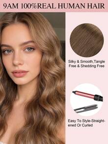 9AM HAIR Butterfly Weft Hair Extensions Human Hair Glueless OVO Pu Hole Genius Hand Tied Invisible DIY Double Weft Hair Extensions Straight 1pc 16 Inches - S4C - View 13