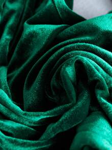 Franclia 女士仿毛皮领鱼尾下摆修身优雅时尚连衣裙 - 墨綠色 - 查看 4