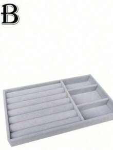 珠宝托盘收纳盒，珠宝项链耳环戒指展示收纳盒，可堆叠珠宝架盒化妆品收纳盒，适用于耳环项链戒指手链吊坠珍珠 - 灰色 - 查看 26