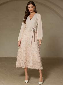 EMERY ROSE New Fashionable High-End Slim Fit Elegant Long Sleeve Dress - Dusty Pink - View 7