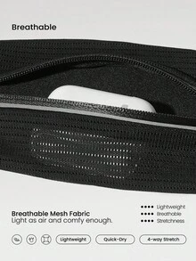 GLOWMODE 0.5L Glow Run Breathable Mesh Waterproof Logo Reflective Zipper Pocket Drawstring Adjustable Strap Micro Running Belt Bag Jogging Training Travel Studio Daily Active Fall Winter - Black - View 5