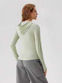 OutZeal Women Winter Thermal Outdoor Sweatshirt Green Daily Casual Long Sleeve With Thumbhole - Green - View 9