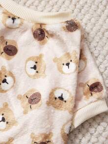 PETSIN 1件印花棕色泰迪熊法兰绒卫衣，厚实保暖，适合宠物秋冬季穿着 - 彩色 - 查看 10