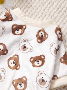 PETSIN 1 Printed Brown Bear And White Bear Flannel Sweatshirt, Thick And Warm For Pets In Autumn And Winter, White