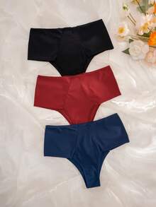 NudeFit 3pcs Women's Solid Color Comfortable Bikini Briefs - Multicolor - View 6