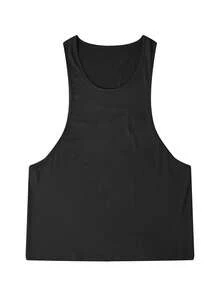 Manfinity Dauomo Áo ba lỗ nam cỡ lớn, màu trơn, kiểu dáng thường ngày, đa năng. - màu đen - Xem 3