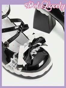 Dola Lovely 女士时尚高跟鞋，饰有蝴蝶结和搭扣设计 - 黑色 - 查看 10