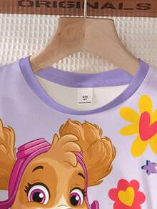 SHEIN | PAW Patrol 女童夏季休闲狗狗印花圆领短袖连衣裙 - 白色 - 查看 4