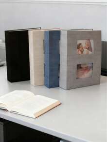 带展示窗口的布艺相册：现代简约风格，可容纳 200 张照片，是保存家庭回忆和馈赠亲友的完美相框，也适合复活节、家居装饰、婚礼装饰。 - 布面相冊1 - 查看 8
