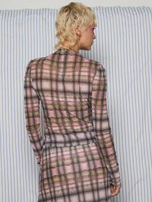 COUREZ Long Sleeve Check Top In Pink Check /Y2K Spring Clothes For Women Cute Sexy Going Out Tops 2 Piece Sets Date Night Valentines Day Outfit Summer - Multicolor - View 3