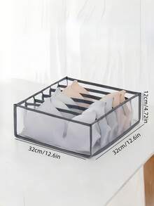 One Set Three Pieces Large Transparent Mesh Multi Compartment Underwear Organizer Drawer Storage Box Bra Sock Closet Divider Home Organization Space Saving Wardrobe Essential - Grey - View 4