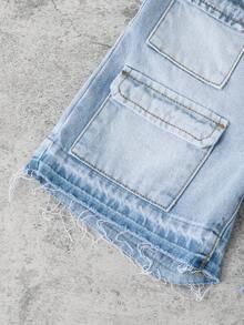 Young BoyLoose Fit Light Blue Denim Cargo Shorts - Light Wash - View 4