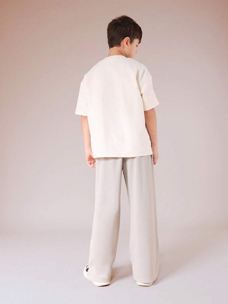 Baseball Henley Shirt And Wide Leg Pants Set