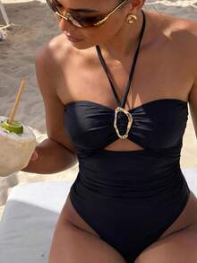 Swim Chiccia 1pc Elegant Spaghetti Strap Neckline Women All Season One-Piece Swimsuit For General Use Summer