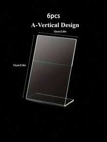 6个亚克力标牌架相框展示架透明纸张架桌面菜单架，适用于婚礼、办公室、餐厅；倾斜亚克力广告架，L型架，透明，情人节、婚礼、生日、装饰。 - 無色 - 查看 13