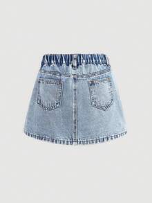Girlism Chân váy ngắn denim màu xanh dương thêu hoa phong cách boho, thanh lịch, mềm mại, thoải mái cho bé gái tuổi teen, thích hợp mặc hàng ngày vào mùa thu đông, dạo phố, Giáng sinh, Năm mới, mùa đông. Váy denim thường ngày, váy thanh lịch, váy dự tiệc, váy đi học, váy hoa, váy họa tiết. - Rửa trung bình - Xem 3