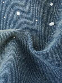 SHEIN 男童新款Y2K做旧都市街头风水钻装饰复古水洗蓝牛仔宽松短裤，春夏款，适合儿童日常穿着，男童街头风，男童沙滩装，男童度假装，男童休闲装，男童印花牛仔裤，幼儿牛仔短裤，4岁男童短裤，夏季短裤，休闲短裤 - 淺色水洗藍 - 查看 6