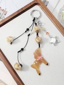 ROMWE 1 Spring New Simple Casual Versatile Multi-Color Resin CCB Star Matte Round Beads Imitation Mink Acrylic Deer DIY Keychain Bag Pendant, Holiday Gift - Multicolor - View 4