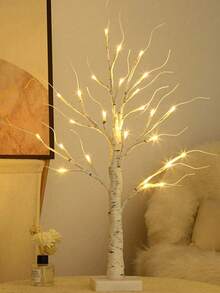 1 款迷人树枝灯，四季皆宜：电池供电，非常适合室内/室外庆祝活动、派对装饰、餐桌装饰、中心摆件、人造花、塑料花、情人节、礼物、生日、毕业典礼、圣诞节装饰、家居圣诞礼物、圣诞饰品 [不含电池] - 白樺樹 - 查看 6