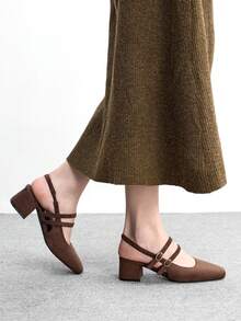 CUCCOO BIZCHIC Women's Classic Chocolate Brown Lace-Up Low Heel Shoes, Essential For All Seasons Globally Valentine's Day - Chocolate Brown - View 4