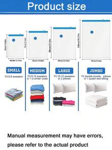 真空压缩拉链收纳袋，节省空间的行李袋，旅行压缩袋，可折叠衣物收纳袋，衣物分类收纳袋，适用于衣物、床上用品、衣柜等 - 节省 80% 的空间，防潮收纳袋。 - 彩色 - 查看 2