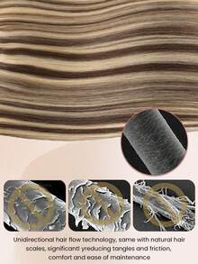 Seamless Clip In Hair Extensions, 7pcs Ash Brown Mix Platinum Blonde Hair Extensions Clip In Human Hair Invisible PU Skin Weft Natural Remy Human Hair Extensions - SP8/60 - View 7