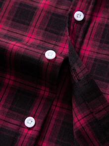 Manfinity Nomadique Men's Plaid Long Sleeve Single-Breasted Casual/Business Shirt Men Button Up Shirt Men Plaid Shirt Men Shirt Burgundy Men's Shirt Plaid Shirt - Red - View 3