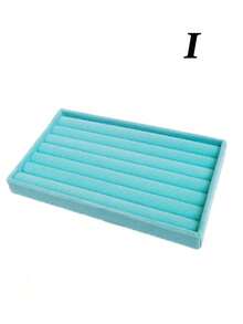 Velvet Jewelry Tray, Large Capacity Jewelry Organizer With Separate Compartments, Stackable Jewelry Display Stand For Earrings, Necklaces, Bracelets, Rings, Hair Clips, Hairbands, Etc. - Blue - View 27