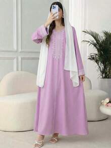 Đầm kiểu Trung Đông in hình cây cỏ dành cho bé gái tuổi teen. Thích hợp cho các buổi đi chơi, tiệc tùng và các dịp khác. Lý tưởng cho mùa thu. - Màu xanh hải quân - Xem 9