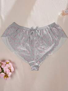 大码女士可爱碎花休闲平角内裤 - 灰色 - 查看 4
